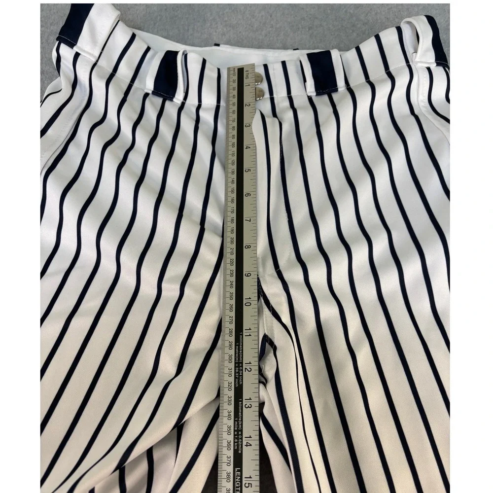 All The Way Live Designs Mens 34/30 Pinstripe Baseball Pants White Navy USA Made